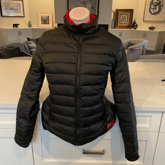 HBC Official Outfitter 2014 Olympics Reversible Down Puffer Jacket Red Black M - Picture 7 of 16